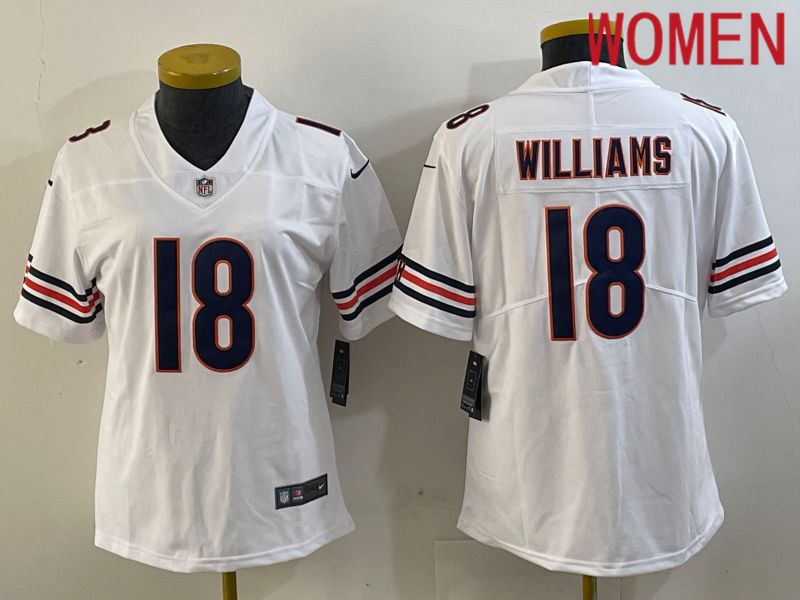Women Chicago Bears #18 Williams White Second generation 2024 Nike Limited NFL Jersey style 1->youth nfl jersey->Youth Jersey